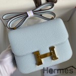 Hermes Constance 18 Handmade Bag In Blue Brume Epsom Calfskin