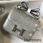 Hermes Constance 18 Handmade Bag In Ombre Embossed Natural Lizard