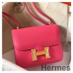 Hermes Constance 18 Handmade Bag In Rose Lipstick Epsom Leather