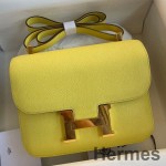 Hermes Constance 24 Handmade Bag In Lime Epsom Calfskin