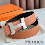 Hermes Constance Reversible Belt 38MM in Gold Clemence Leather