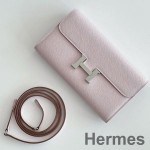 Hermes Constance To Go Wallet in Mauve Pale Epsom Calfskin