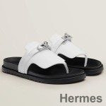 Hermes Empire Sandals in White Calfskin