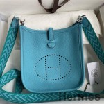 Hermes Evelyne Mini Handmade Bag in Blue du Nord Clemence Leather