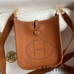 Hermes Evelyne Mini Handmade Bag in Gold Clemence Leather