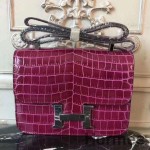 Hermes Fuchsia Constance MM 24cm Crocodile Bag