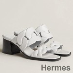 Hermes Gaby Sandals 60mm in White Nappa Leather