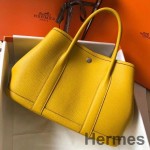 Hermes Garden Party 30 Bag In Yellow Taurillon Leather