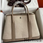 Hermes Garden Party 30 Handmade Bag in Toile and Tourterelle Leather