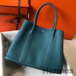 Hermes Garden Party 36 Bag In Blue Jean Clemence Leather