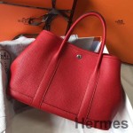 Hermes Garden Party 36 Bag In Red Clemence Leather