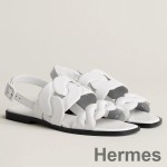 Hermes Grace Sandals in White Nappa Leather