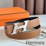 Hermes H Speed Reversible Belt 32MM in Gold Epsom Calfskin