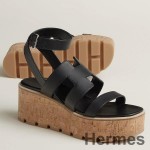 Hermes Havane 30 Sandals in Black Calfskin Leather