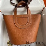 Hermes In The Loop 18 Handmade Bag in Gold Clemence Leather
