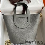 Hermes In The Loop 18 Handmade Bag in Gris Meyer Clemence Leather