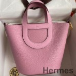 Hermes In The Loop 18 Handmade Bag in Mauve Sylvestre Clemence Leather