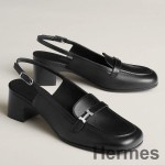Hermes Infinie 50 Slingback Pumps in Black Leather
