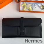 Hermes Jige Elan 29 Clutch Bag In Black Swift Calfskin