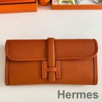 Hermes Jige Elan 29 Clutch Bag In Orange Epsom Leather