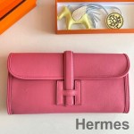 Hermes Jige Elan 29 Clutch Bag In Rose Lipstick Swift Calfskin