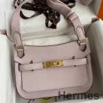 Hermes Jypsiere Mini Handmade Bag In Mauve Pale Evercolor Calfskin