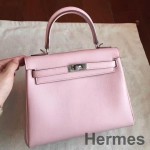 Hermes Kelly 25cm Retourne Handmade Bag In Rose Dragee Swift Leather