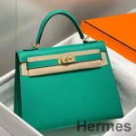 Hermes Kelly 25cm Sellier Bag In Vert Jade Epsom Leather