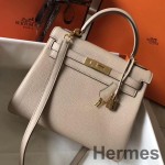Hermes Kelly 28cm Bag In Argile Clemence Leather GHW