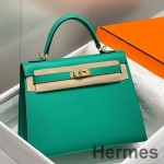 Hermes Kelly 28cm Bag In Vert Jade Epsom Leather PHW