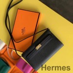 Hermes Kelly Classique To Go Wallet In Black Epsom Calfskin