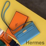 Hermes Kelly Classique To Go Wallet In Blue Du Nord Epsom Calfskin