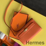 Hermes Kelly Classique To Go Wallet In Orange Epsom Calfskin