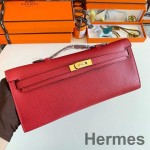 Hermes Kelly Cut Handmade Bag in Red Epsom Calfskin