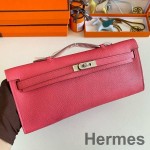 Hermes Kelly Cut Handmade Bag in Rose Lipstick Epsom Calfskin