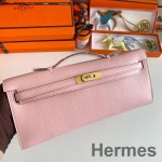 Hermes Kelly Cut Handmade Bag in Rose Sakura Swift Leather