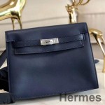 Hermes Kelly Danse Handmade Bag In Blue Swift Leather