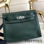 Hermes Kelly Danse Handmade Bag In Dark Green Swift Leather
