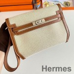 Hermes Kelly Depeches 25 Pouch in Ecru Toile