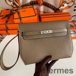 Hermes Kelly Depeches 25 Pouch in Taupe Epsom Calfskin