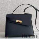 Hermes Kelly En Desordre 20 Handmade Bag In Black Epsom Calfskin