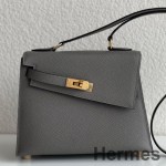 Hermes Kelly En Desordre 20 Handmade Bag In Etain Epsom Calfskin