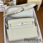 Hermes Kelly Messenger Bag in Craie Clemence Leather