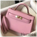 Hermes Kelly Mini II Bag In Mauve Sylvestre Epsom Leather GHW