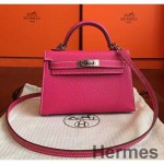Hermes Kelly Mini II Handmade Bag In Rose Tyrien Epsom Leather
