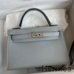 Hermes Kelly Mini II Sellier Handmade Bag In Blue Glacier Epsom Calfskin