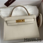 Hermes Kelly Mini II Sellier Handmade Bag In Craie Swift Calfskin