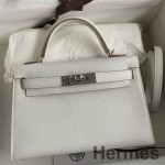 Hermes Kelly Mini II Sellier Handmade Bag In Gris Pale Epsom Calfskin