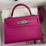 Hermes Kelly Mini II Sellier Handmade Bag In Rose Purple Epsom Calfskin