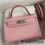 Hermes Kelly Mini II Sellier Handmade Bag In Rose Sakura Epsom Calfskin